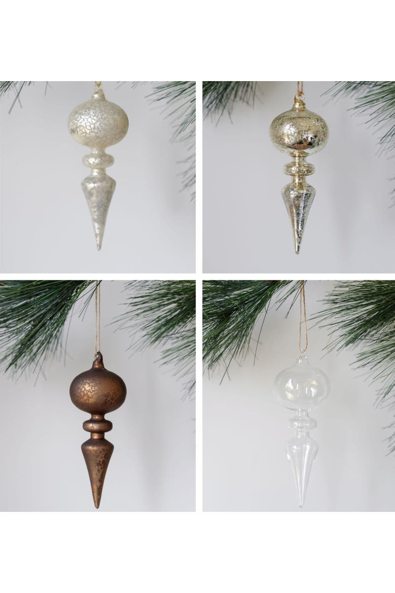 Assorted Neutral Palette Glass Finial Ornament, Main, color, Crème