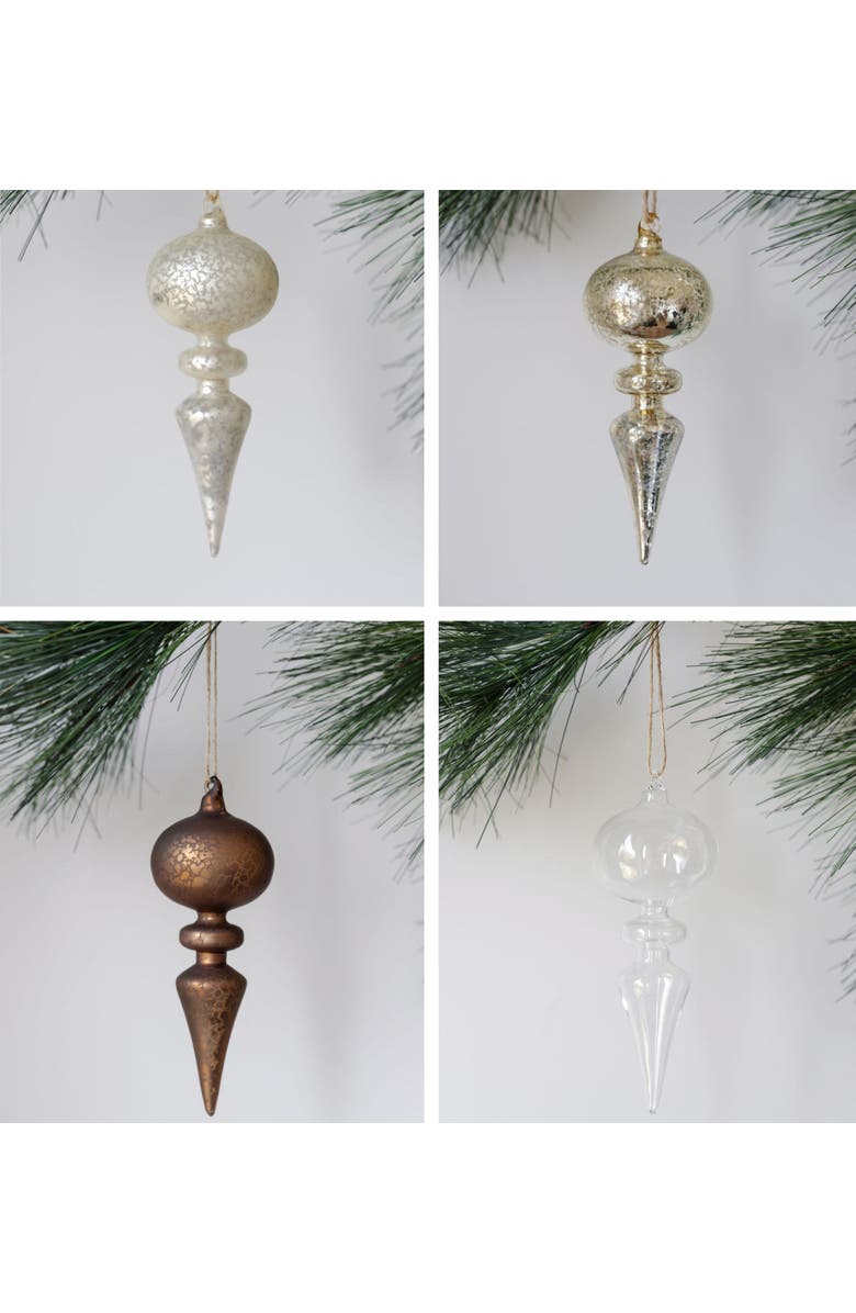 CG Hunter Assorted Neutral Palette Glass Finial Ornament, Main, color, Crème