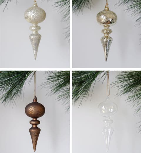 Assorted Neutral Palette Glass Finial Ornament