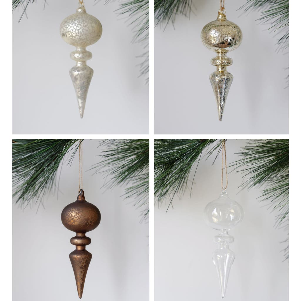Cg Hunter Assorted Neutral Palette Glass Finial Ornament In Sand