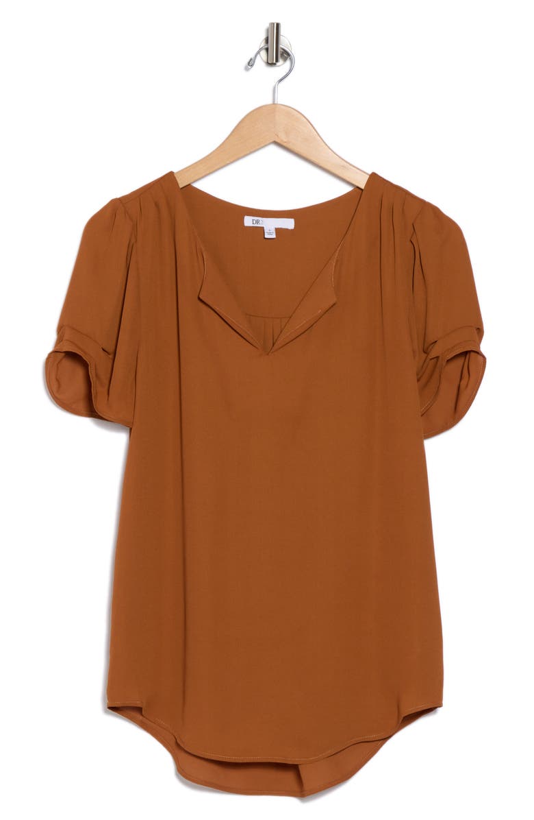 DR2 by Daniel Rainn Daniel Rainn Pinch Sleeve Blouse, Alternate, color, Rust