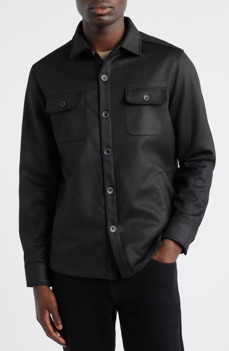 Robert Barakett Andreas Faux Suede Overshirt, Alternate, color, Black