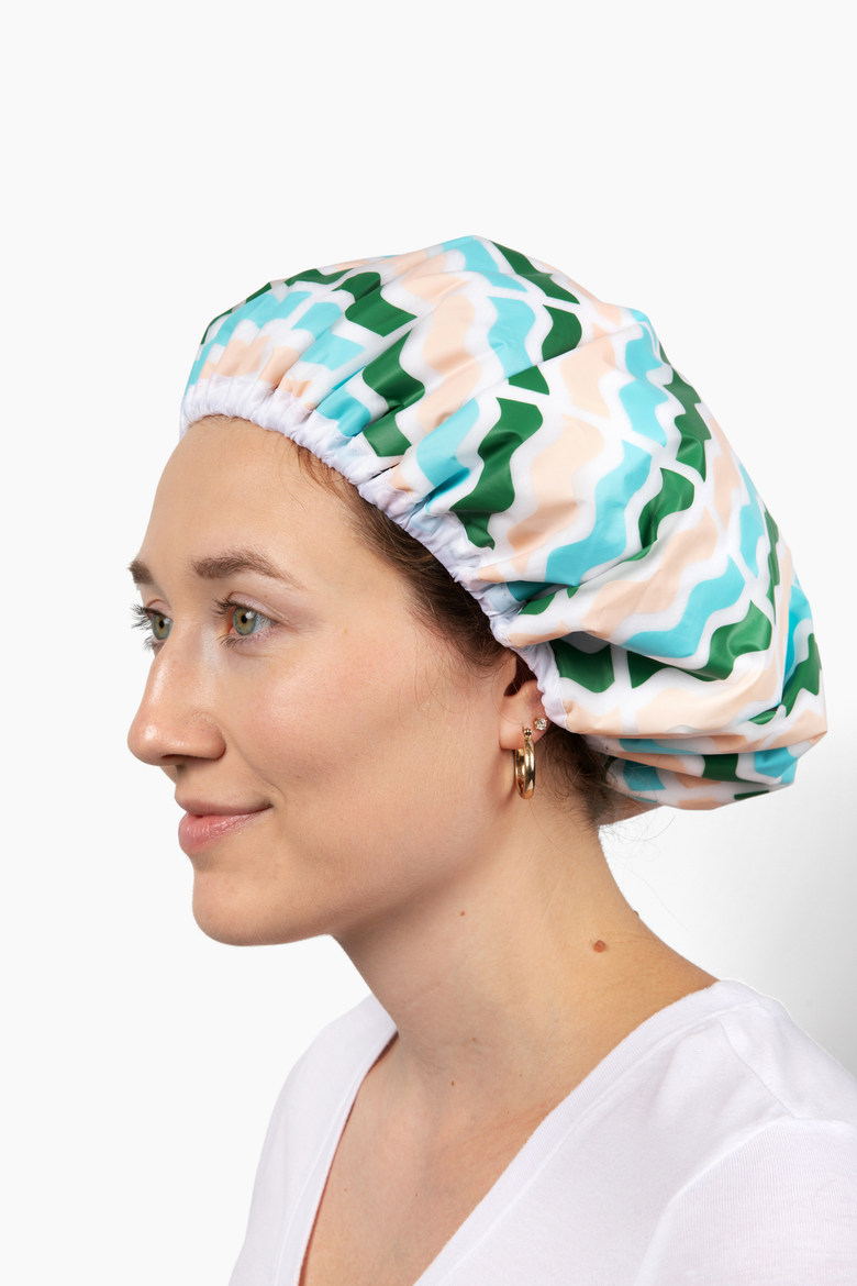Shower Cap, Alternate, color, White Multi