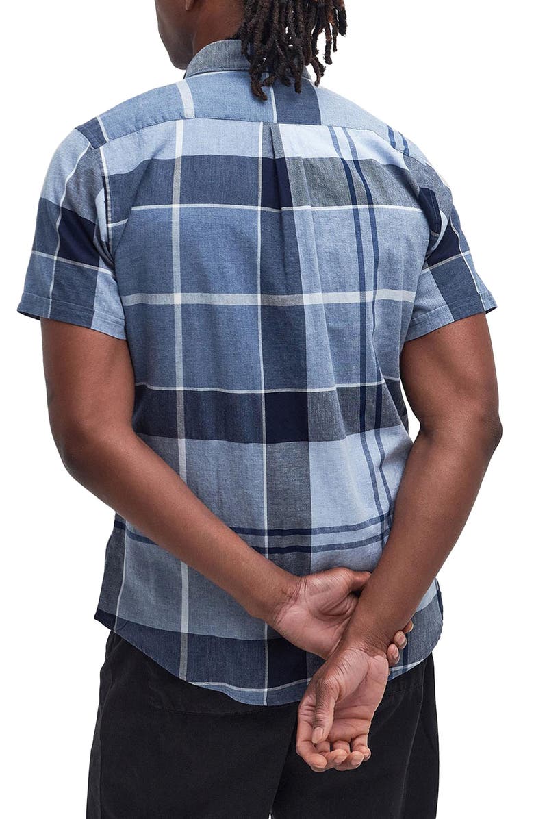 Barbour Doughill Plaid Short Sleeve Linen & Cotton Button-Down Shirt, Alternate, color, Berwick Blue
