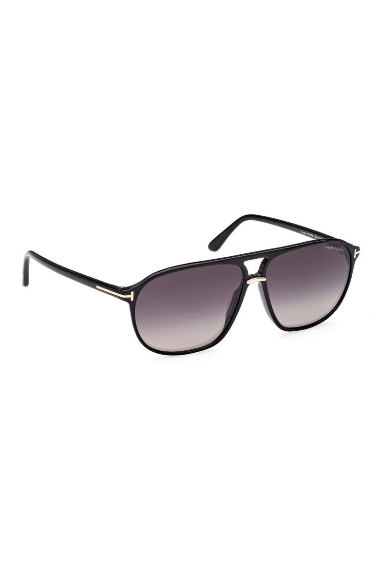 Bruce 61mm Navigator Sunglasses, Alternate, color, SHINY BLACK / SMOKE