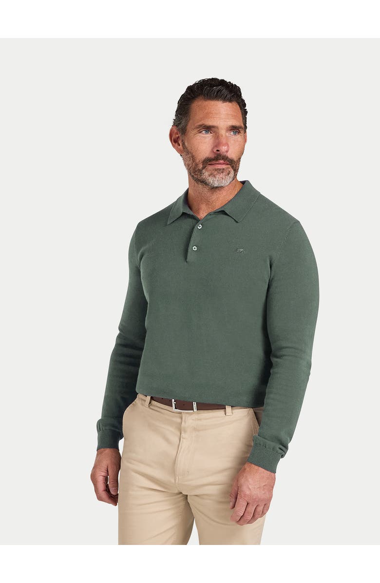 Raging Bull Long Sleeve Knitted Polo Shirt, Alternate, color, Sage