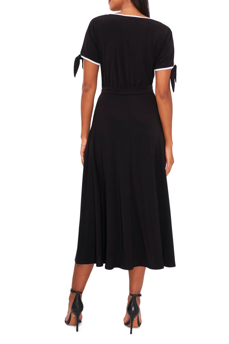 Tie Sleeve Midi Dress, Alternate, color, BLACK/WHITE