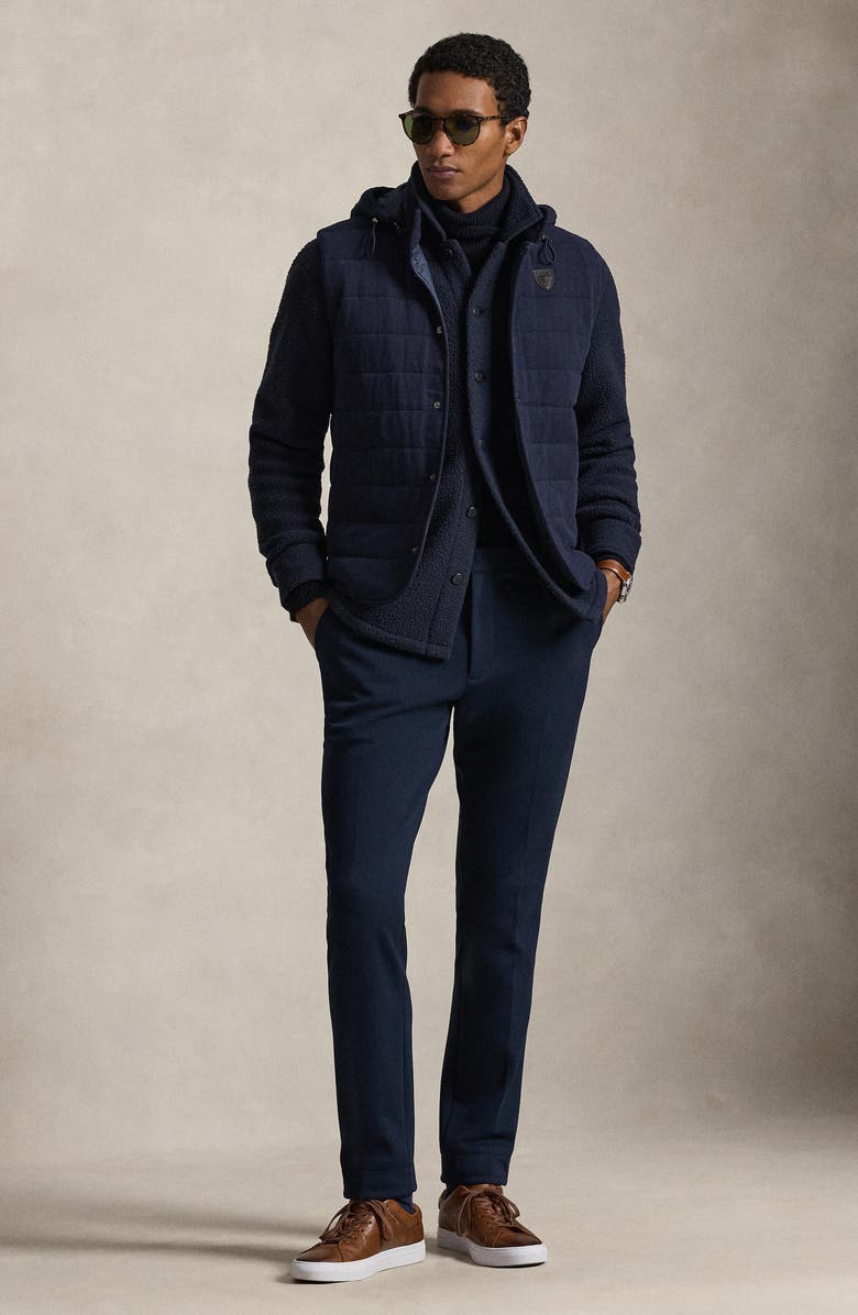 Polo Ralph Lauren Quilted Hooded Jersey Vest, Alternate, color, Rl Navy