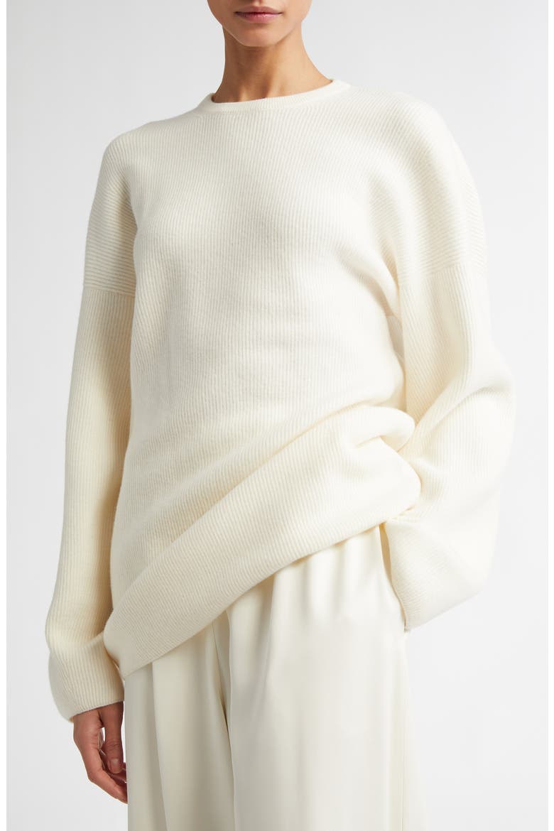 Kate Rib Oversize Wool & Cashmere Sweater, Alternate, color, CREAM