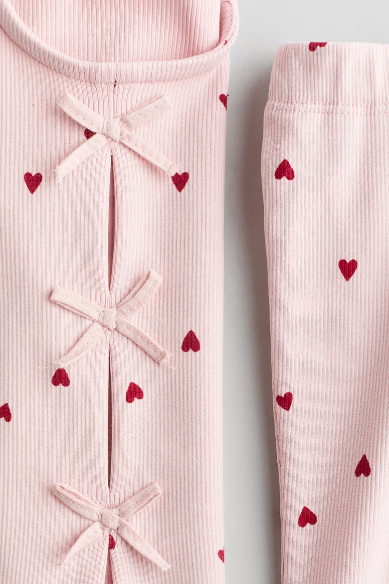 2-piece Ribbed Cotton Set, Alternate, color, Light pink/hearts