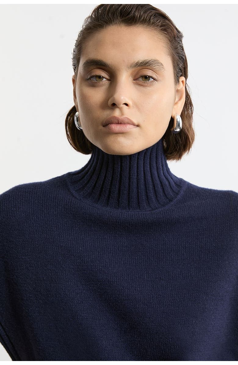 Karen Millen High Neck Knitted Tunic Top, Alternate, color, Navy