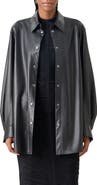 Akris Oversize Lambskin Leather Snap Front Overshirt