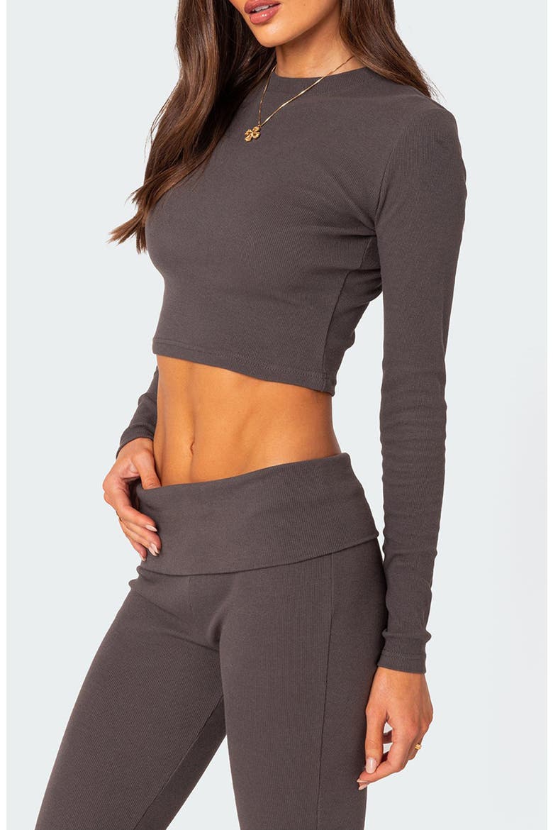 Coffee Break Rib Crop Top, Alternate, color, DARK-GRAY