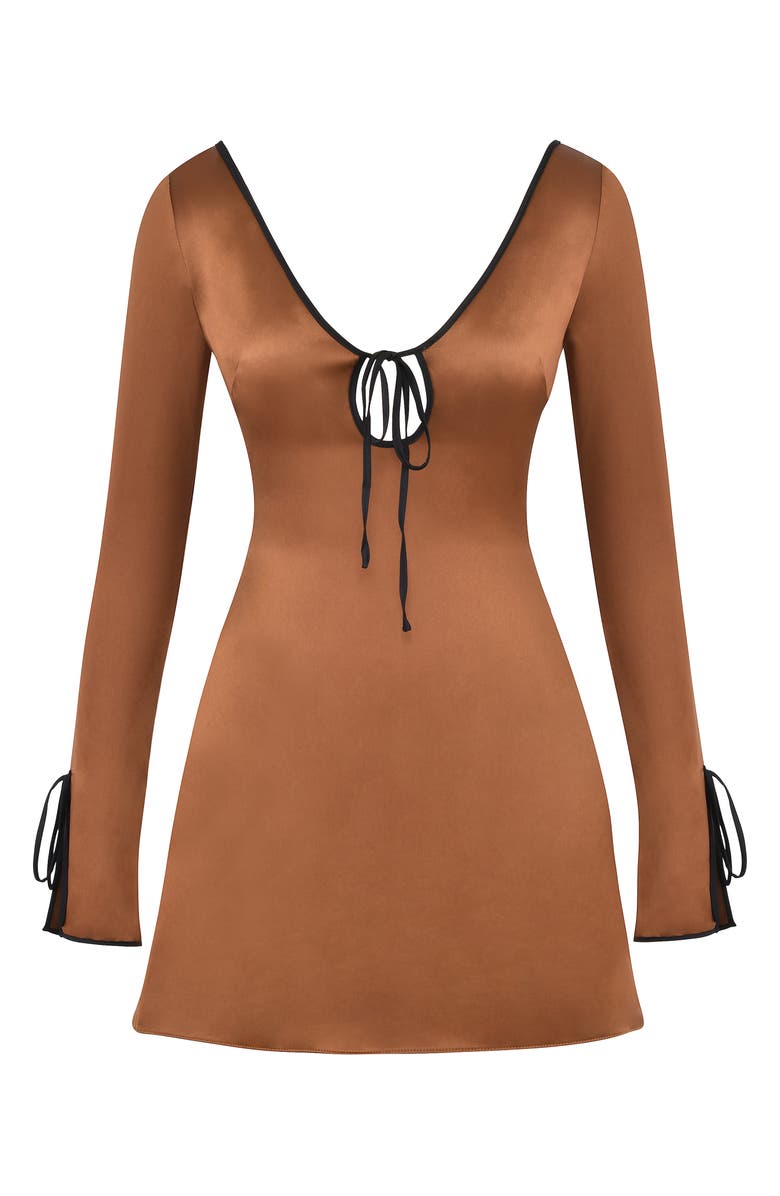 HOUSE OF CB Sakina Long Sleeve Satin Minidress, Alternate, color, 