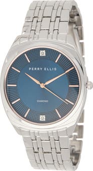 Perry Ellis Slim Diamond Bracelet Watch, 41mm