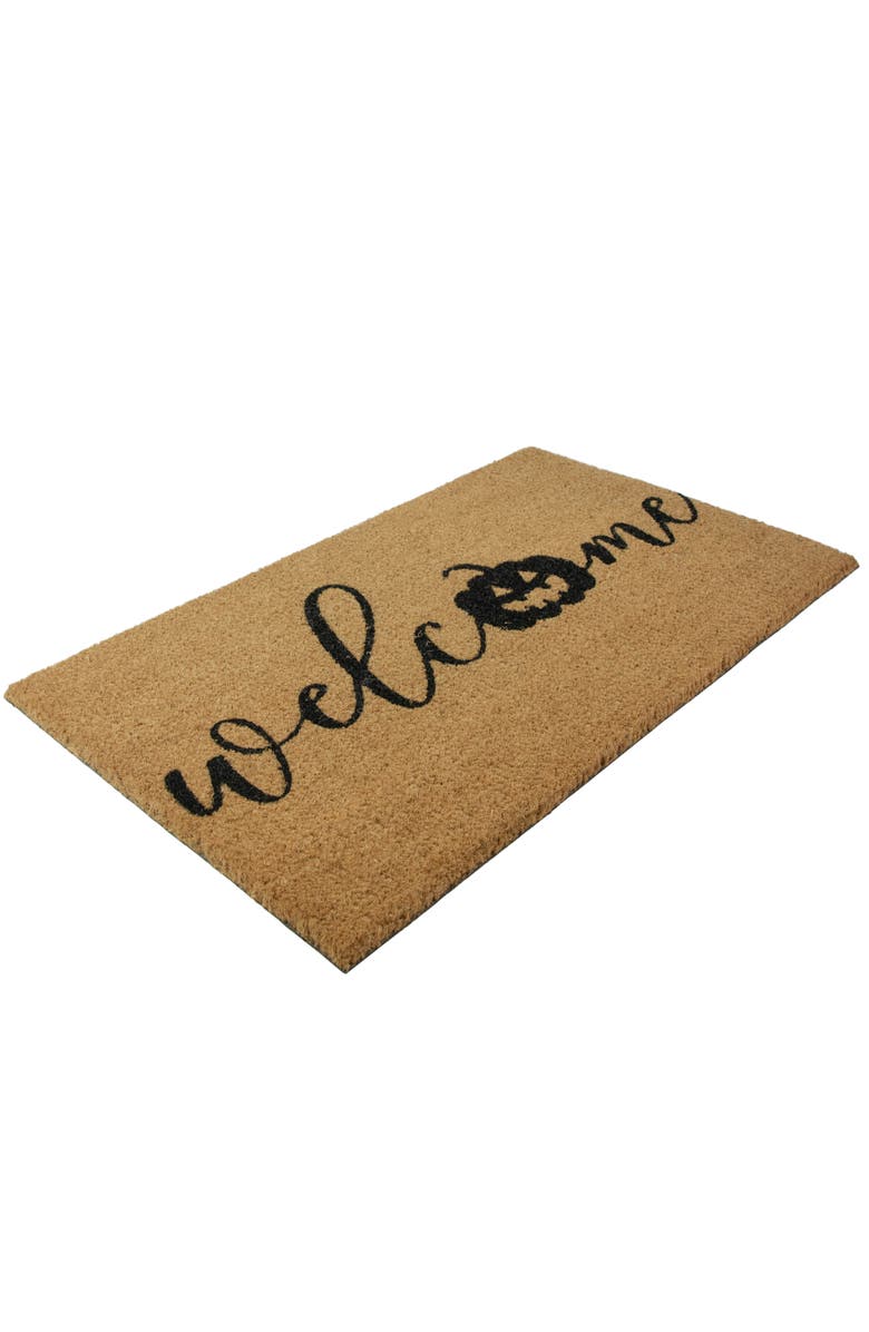 Northlight Natural Coir Pumpkin "Welcome" Halloween Doormat - 18" x 30", Alternate, color, Brown