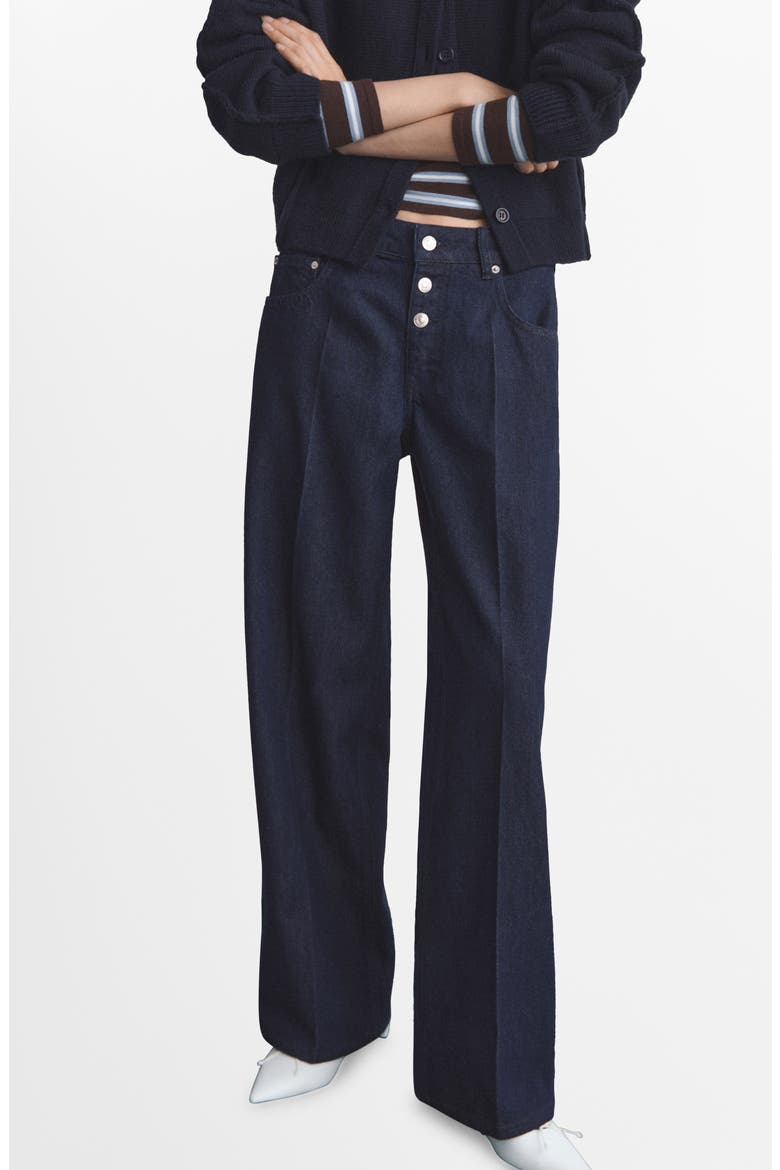 Exposed Button Low Rise Straight Leg Jeans, Main, color, OPEN BLUE