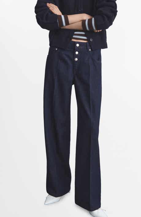 MANGO Exposed Button Low Rise Straight Leg Jeans