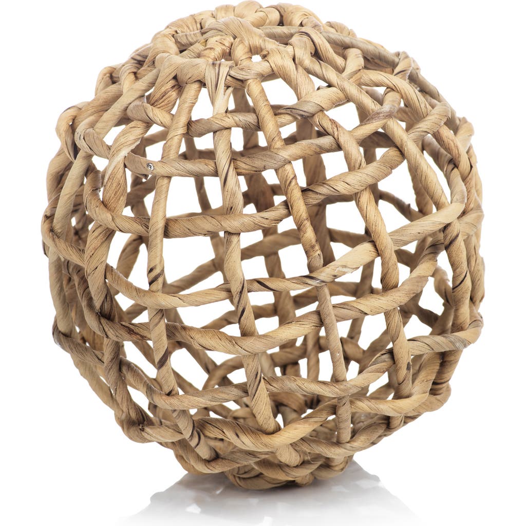 Zodax Set Of 8 Water Hyacinth Twisted Decorative Balls In Brown