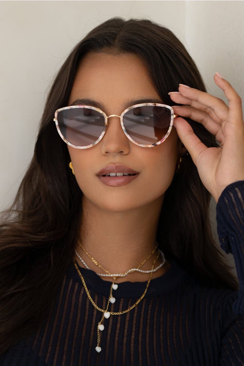 Luna Cat Eye Sunglasses, Alternate, color, Rose Tortoise