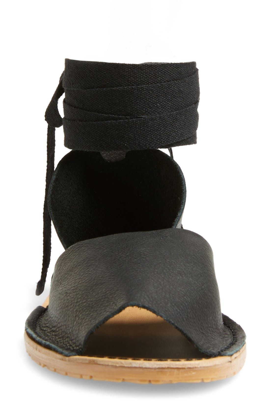 'Feline' Wraparound Ankle Strap Sandal, Alternate, color, BLACK