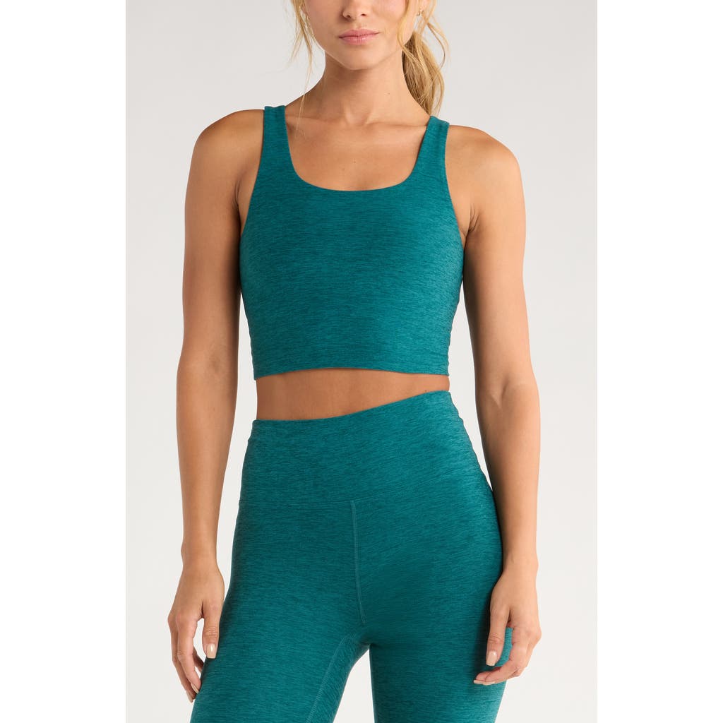 Zella Renew Mélange Support Crop Tank In Green