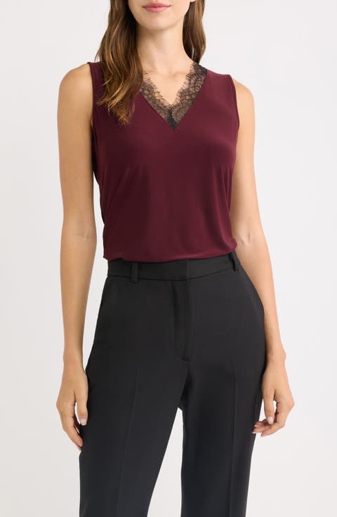 Lace Trim V-Neck Tank