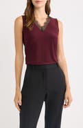 Anne Klein Lace Trim V-Neck Tank