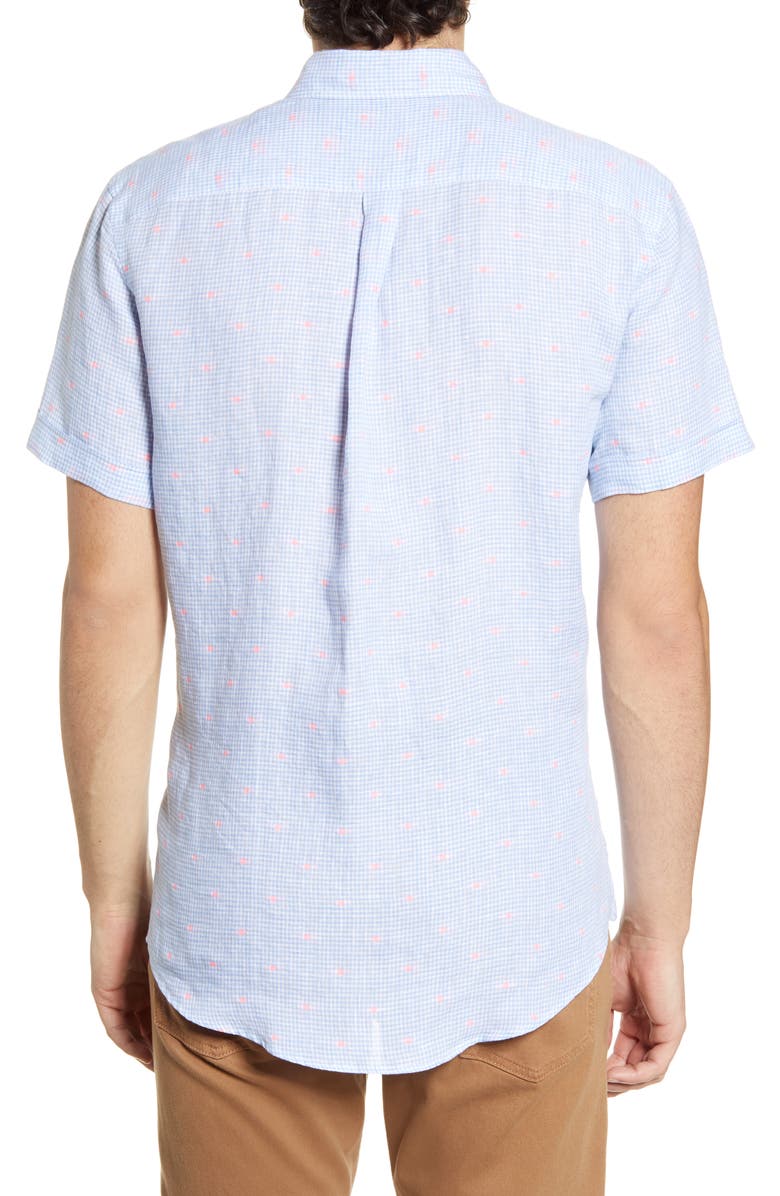 Rodd & Gunn Bidwells Sport Fit Gingham Short Sleeve Linen Blend Button-Up Shirt, Alternate, color, 