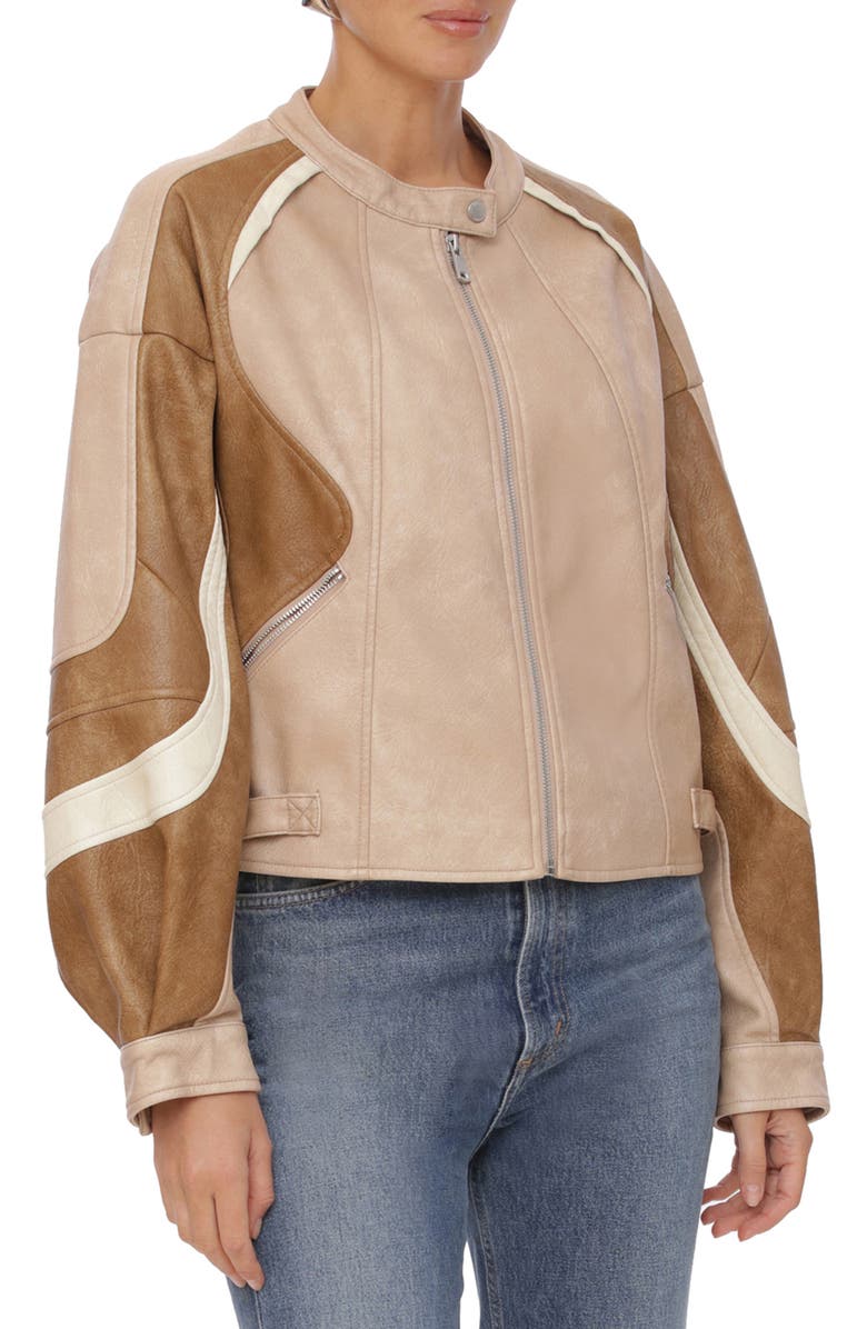 Avec Les Filles Faux Leather Racing Jacket, Alternate, color,