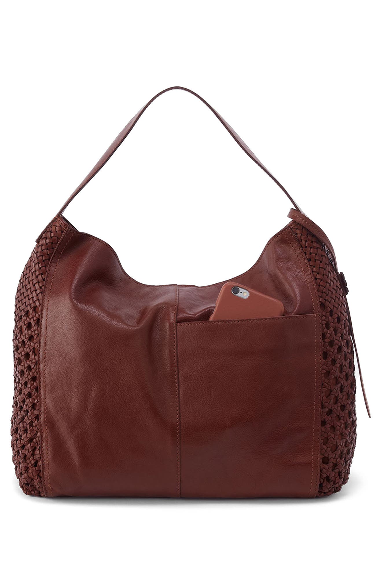 HOBO Hazel Leather Hobo, Alternate, color, Chestnut