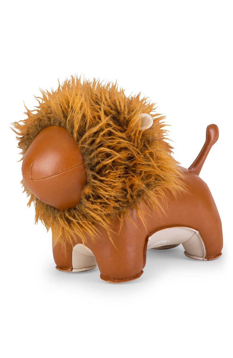 Zuny Lion Lino Faux Leather Bookend, Main, color, Tan Wheat