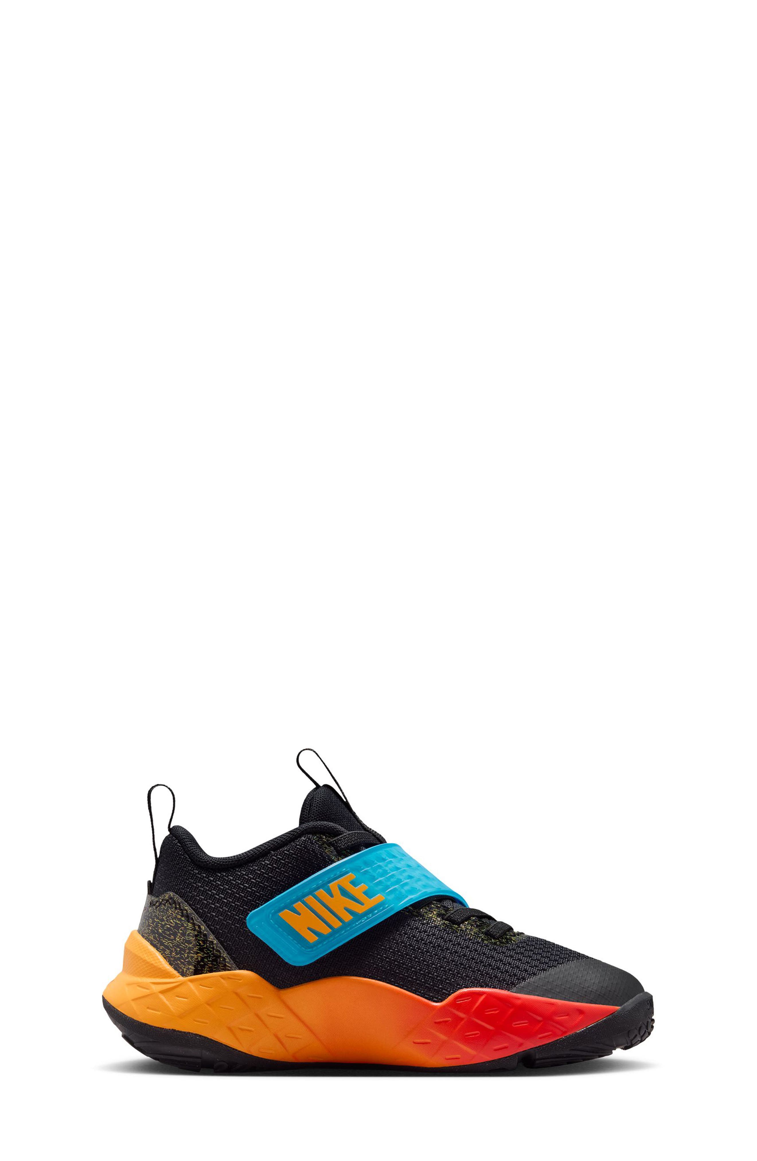 Kids' Team Hustle D 12 Basketball Shoe, Alternate, color, BLACK/ WHITE/ ORANGE/ GRAPE