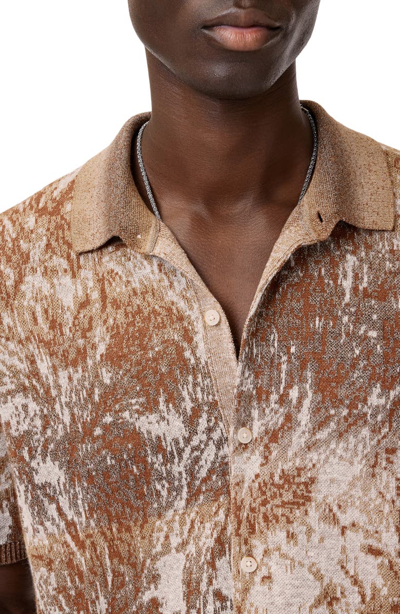 John Varvatos Demonte Short Sleeve Cardigan, Alternate, color, Fossil Grey