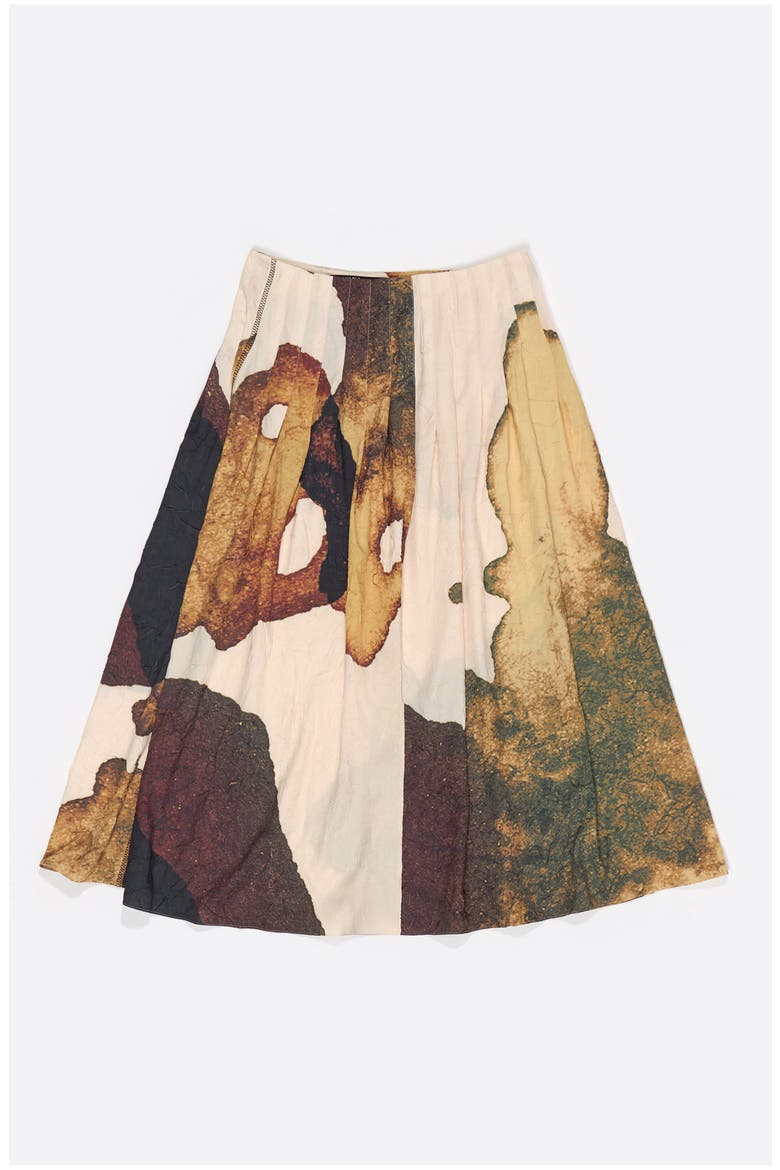 Pleated A-Line Midi Skirt, Alternate, color, ABSTRACT LIGHT YELLOW