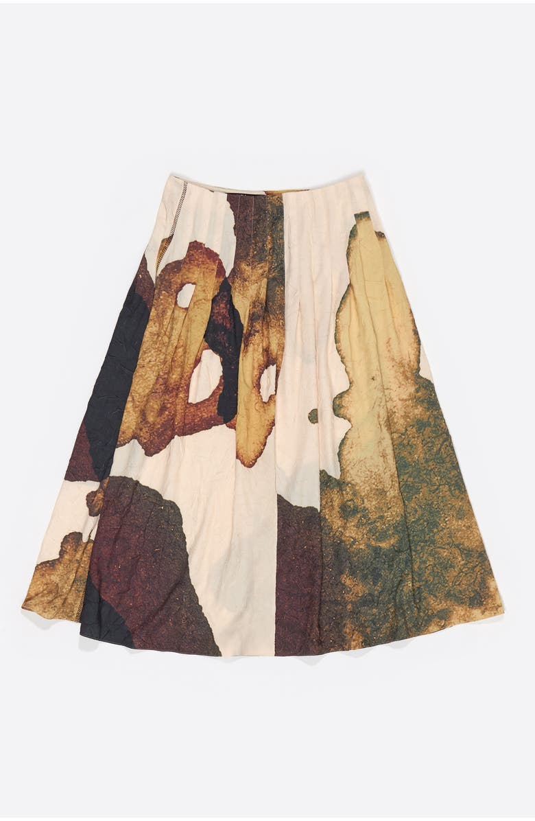 Bimba y Lola Pleated A-Line Midi Skirt, Alternate, color, Abstract Light Yellow