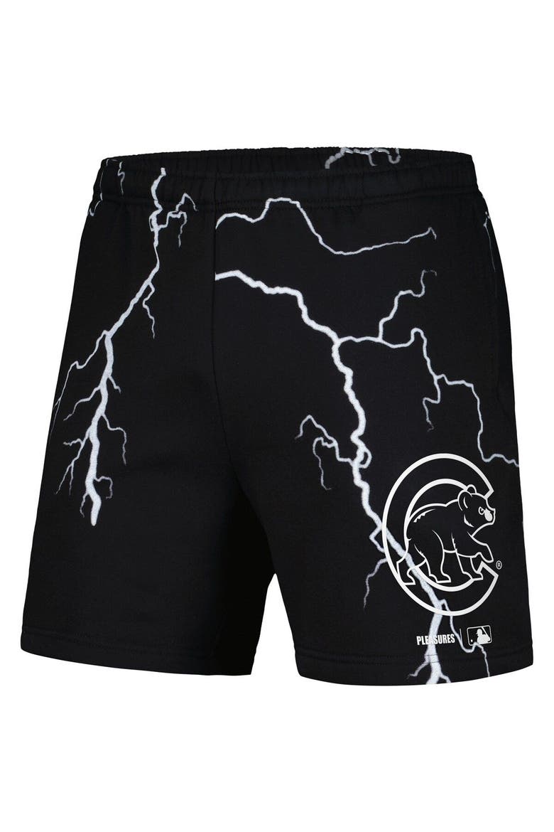 Men's PLEASURES  Black Chicago Cubs Lightning Shorts, Alternate, color, Black