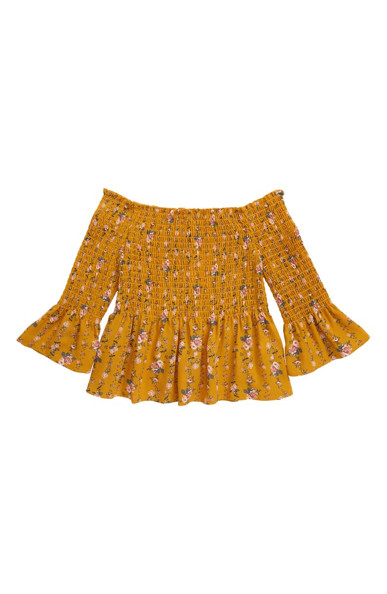 Freshman Floral Smocked Off the Shoulder Top, Main, color, 