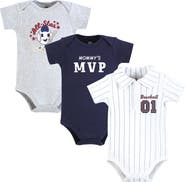 Hudson Baby Little Soft Cotton All-in-One Outfits, Set of 3