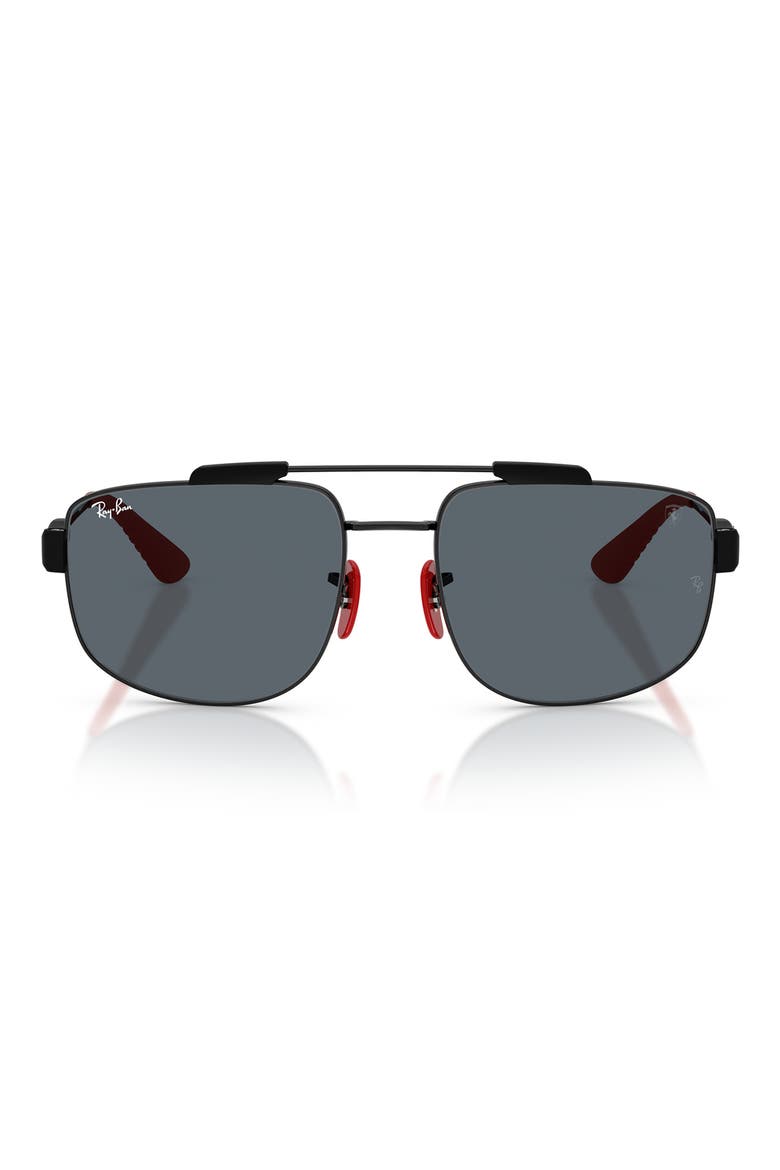 x Scuderia Ferrari 58mm Square Sunglasses, Main, color, BLACK / BLUE