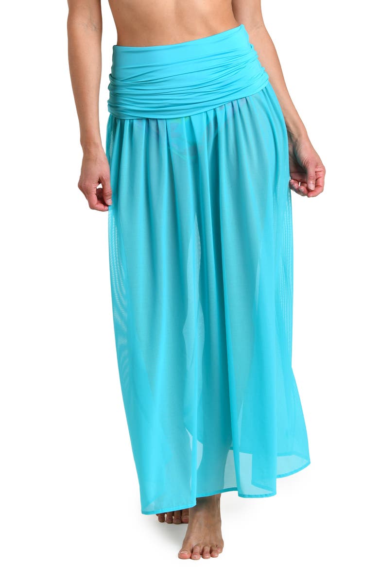 La Blanca Sunset Botanica Strapless Drop Waist Maxi Dress, Alternate, color, Blue/ Green Multi
