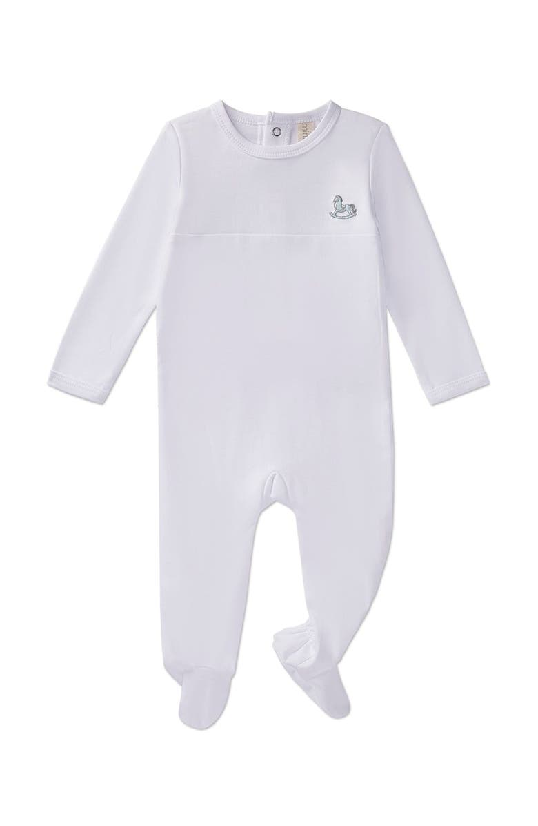 MiniMoi 3 Piece Baby Pima Cotton Footie Set, Alternate, color, Pearl Blue