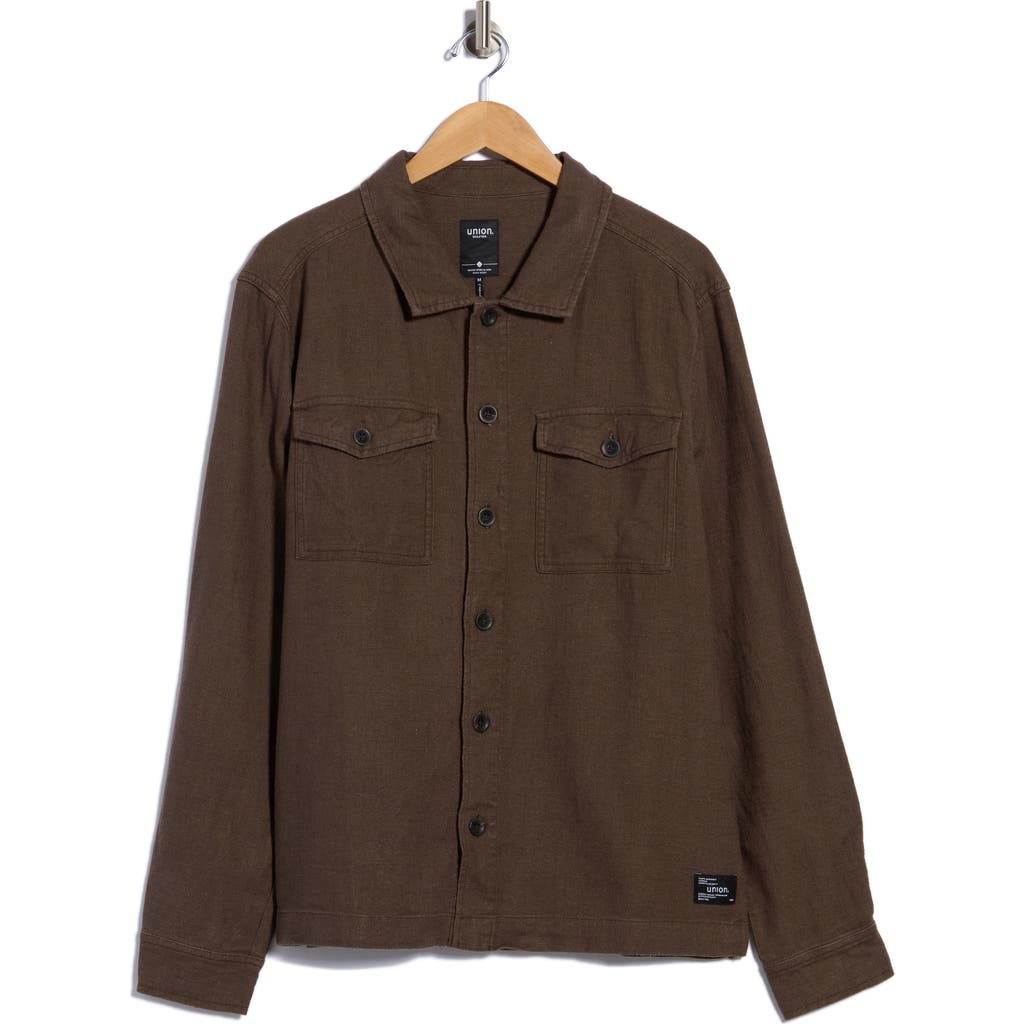 Union Charleston Linen Blend Shirt Jacket In Carob