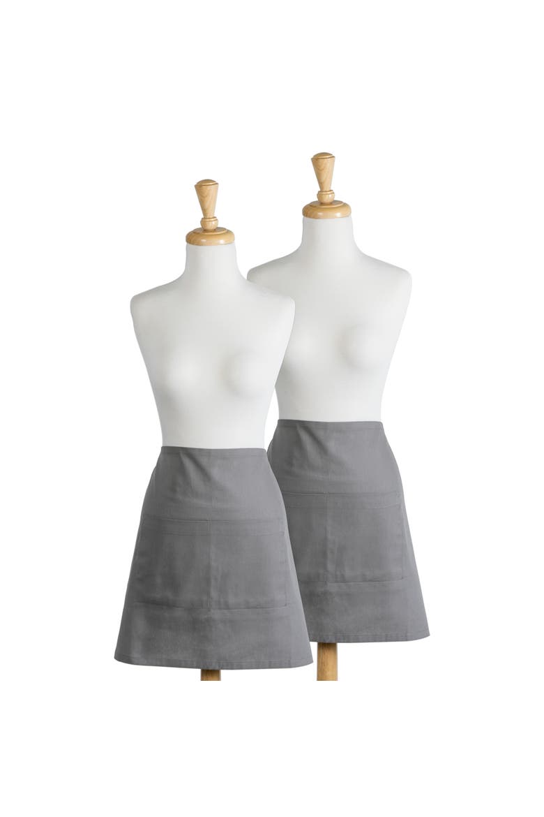 Bistro Solid Waist Apron Set/2 Gray, Alternate, color, Grey