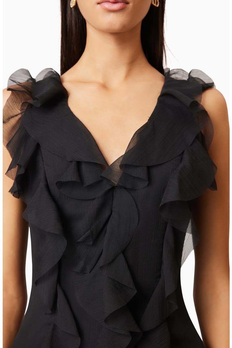 Louise Corisca Ruffle Maxi Dress, Alternate, color, BLACK