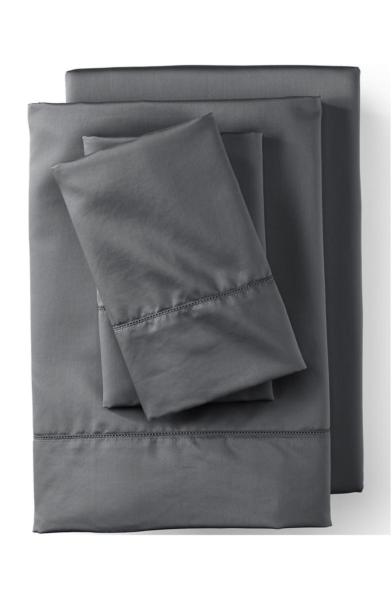 Lands' End 700 Thread Count Luxe Sateen Egyptian Cotton No Iron Bed Pillowcases, Main, color, Dark Gray Sky