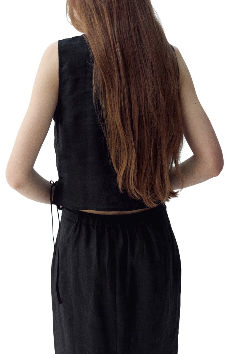 MANGO Side Bow Sleeveless Linen Top, Alternate, color, 