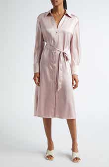 Vince Nouveau Magnolia Long Sleeve Satin Shirtdress