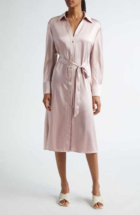 Vince Nouveau Magnolia Long Sleeve Satin Shirtdress