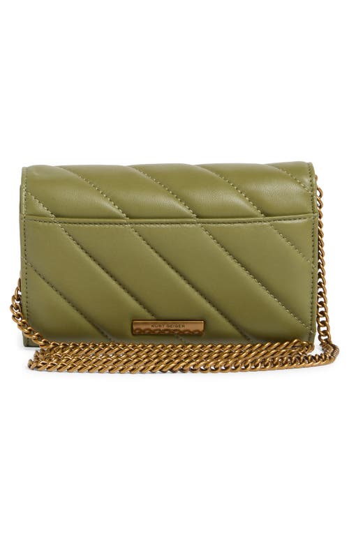 Kurt Geiger London Soho Leather Wallet On Chain In Green